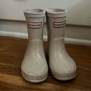 White glitter baby Hunter boots